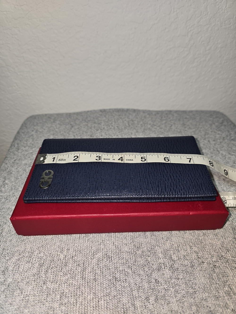 Salvatore Ferragamo Navy Textured Leather Long Card Holder with Silver Logo - Picture 12 of 13